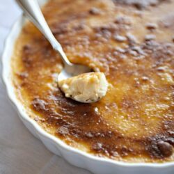 Creamy caramel custard pudding dessert with caramelized sugar topping. Baked Bree recipe for delicious homemade custard.