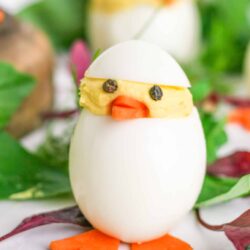 Egg and cheese chick decoration for Easter or spring-themed party.