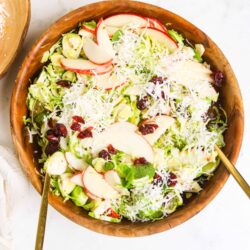 Fresh apple and cranberry salad in a wooden bowl, perfect for healthy side dishes or autumn gatherings.