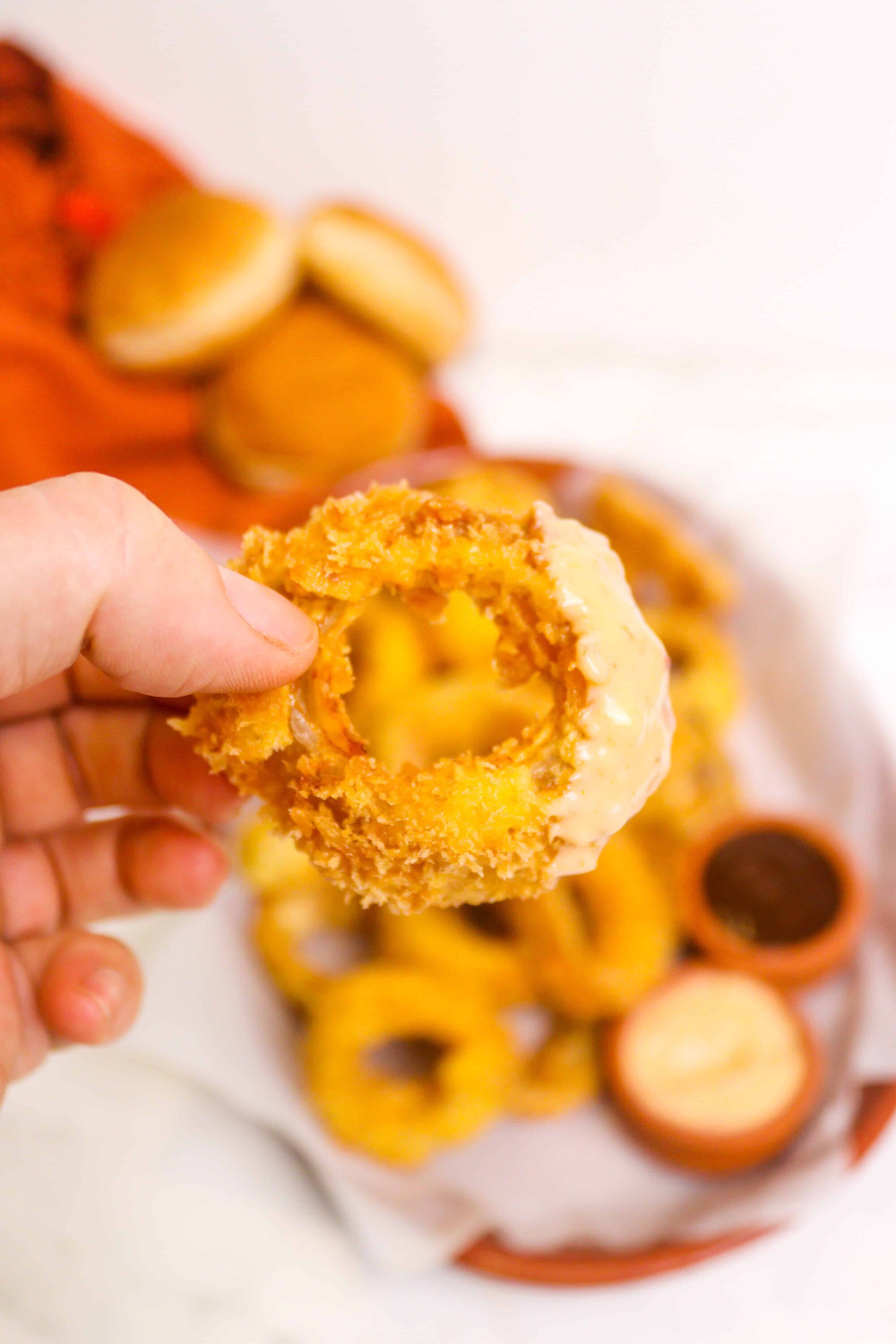 Golden fried cheese ball with melty cheese inside, cheesy appetizer, baked Bree recipe.