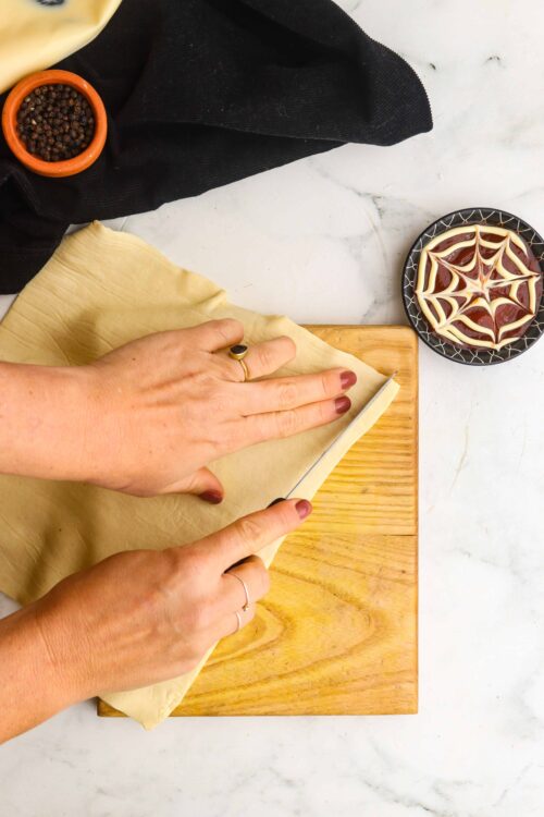 Butter and chocolate pastry preparation on a wooden cutting board, baking ingredients, cake decorating, autumn baking, dessert recipes.