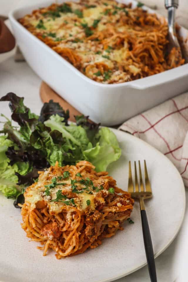 The Best Baked Spaghetti Recipe | Baked Bree