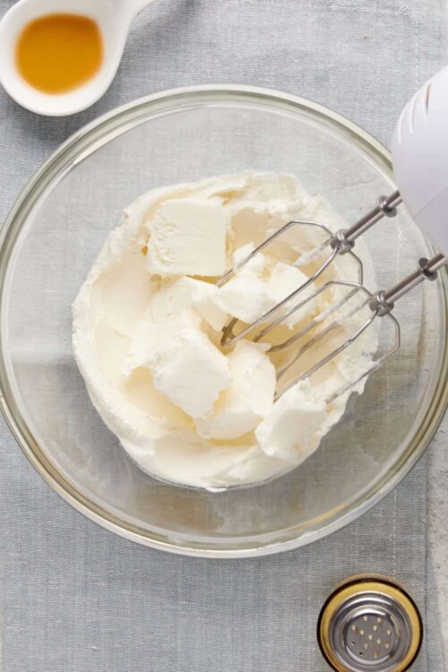 Cream cheese and butter mixture for baking recipes on Baked Bree.