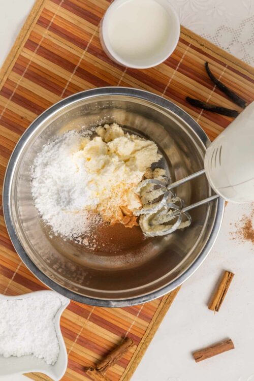 Cream cheese and butter mixture for baking pie or cake.