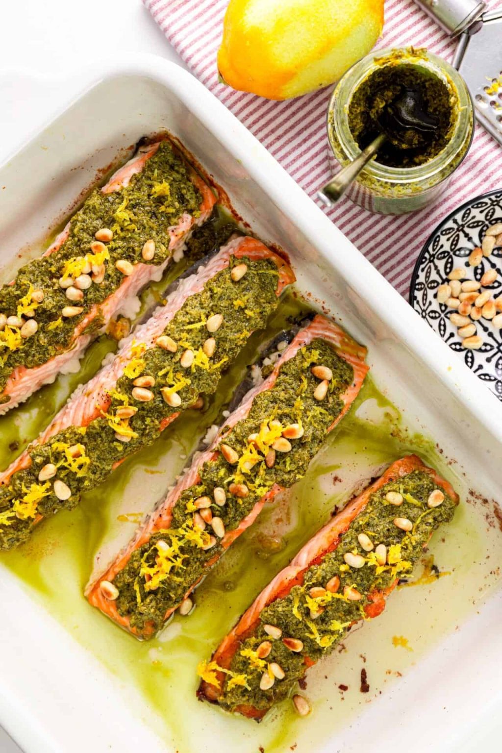 Pan seared salmon baked bree