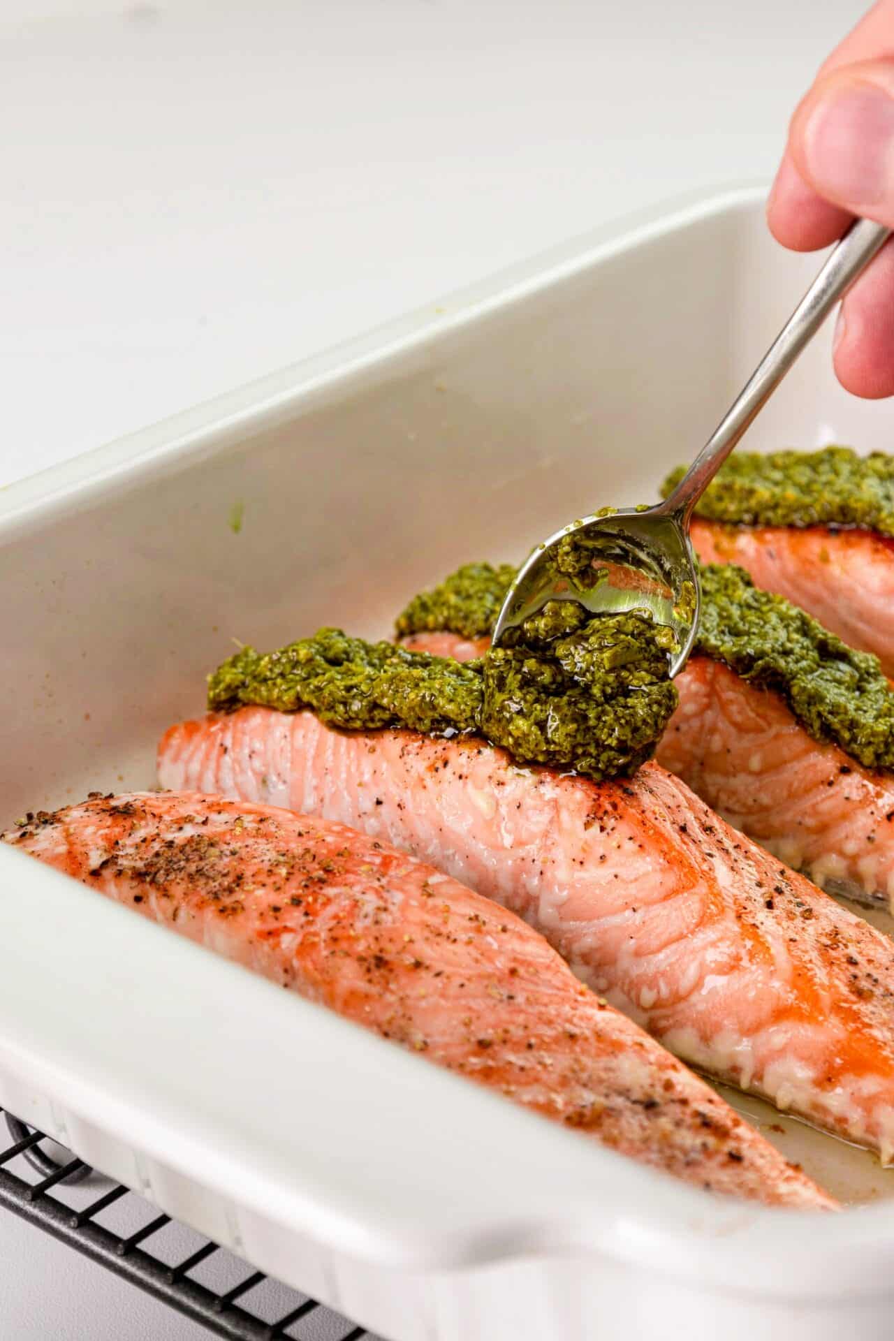 Pesto Salmon | Baked Bree