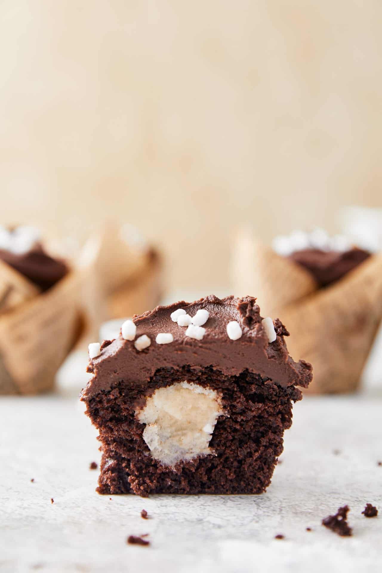 Cream Filled Chocolate Cupcakes