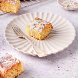 Butter cake with colorful sprinkles, homemade birthday cake, vanilla sponge cake, celebration dessert, bakedbree recipe.