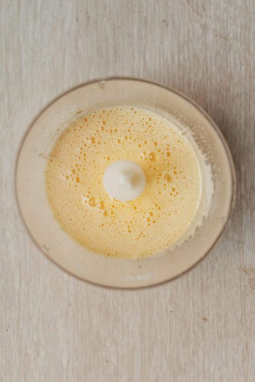 Creamy blender mixture for baking or recipes.