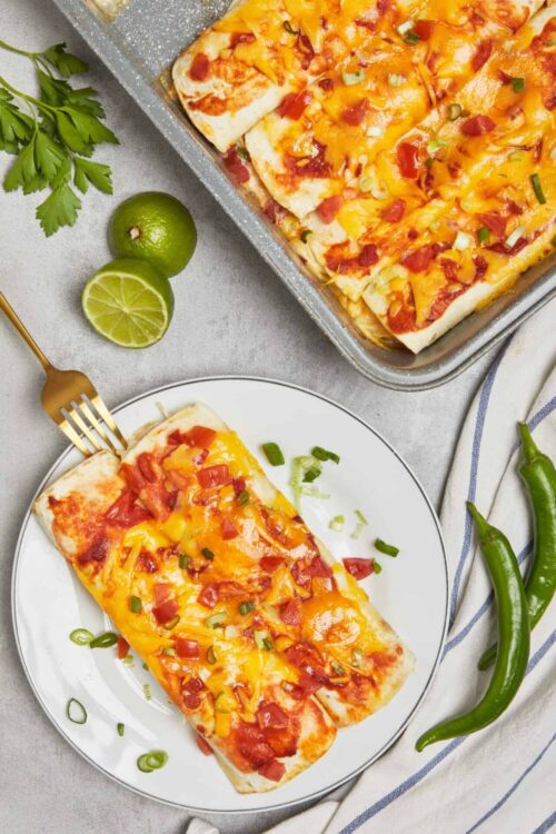 Fluffy homemade cheese pizza with fresh toppings on a white plate.
