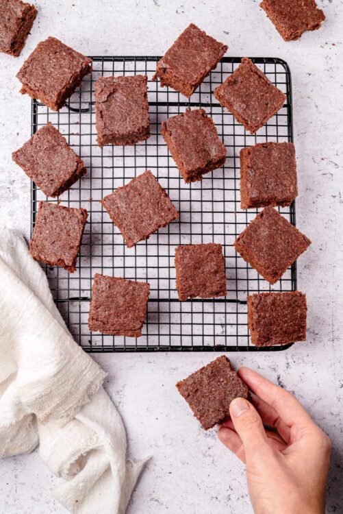 Soft and chewy homemade brownies cut into squares on a cooling rack. Perfect for chocolate lovers and dessert recipes.
