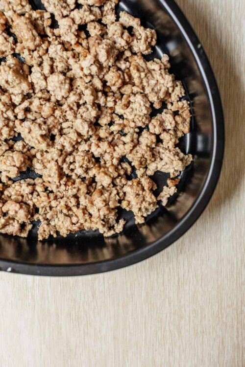 Crumbled ground sausage for breakfast or recipe preparation.