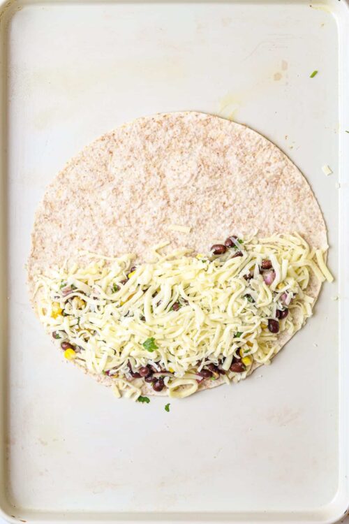 Cracked wheat and cheese filling for homemade wraps or quesadillas.