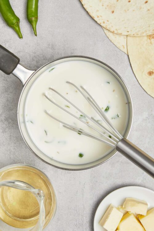 Creamy cilantro lime sauce for tacos and Mexican recipes.