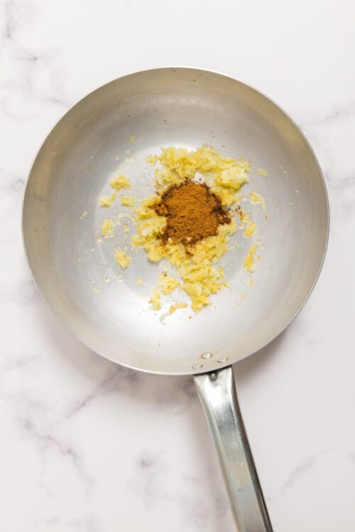 Creamed butter and sugar with cinnamon for baking recipes.