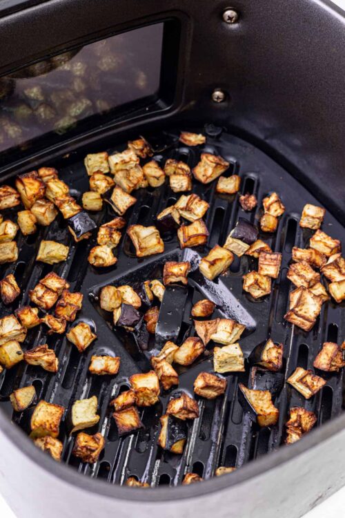 Crispy roasted sweet potatoes in air fryer for healthy side dish.