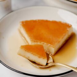 Creamy caramel flan dessert with smooth texture and golden caramel topping.