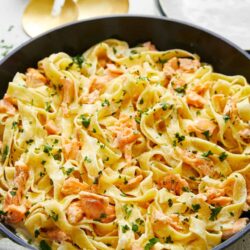 Creamy lemon salmon pasta with fresh herbs and a flavorful sauce. Perfect for a quick, delicious dinner.