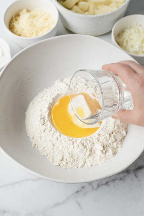 Flour and egg mixture for baking.