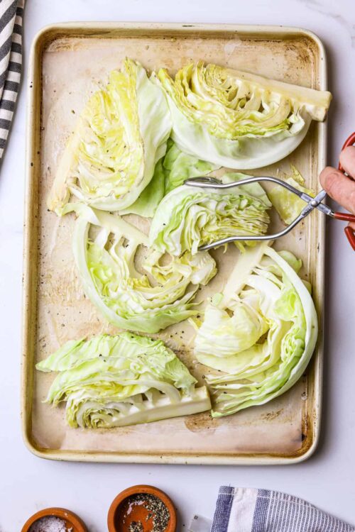 Roasted cabbage wedges recipe, healthy roasted cabbage, easy vegetable side dish, baked cabbage instructions, flavorful roasted cabbage slices.