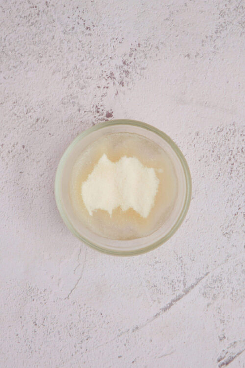 Flour and butter mixture in glass bowl for baking recipes, preparation step.