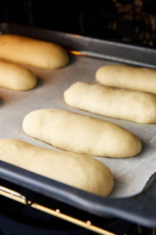 Creamy homemade bread dough rising before baking in the oven, perfect for baking enthusiasts.