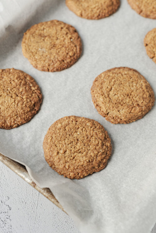 Butterscotch Cookies on Baking Sheet with Parchment Paper.