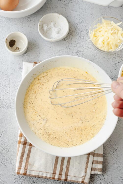 Cream cheese and egg mixture for baked cheese omelette or quiche.