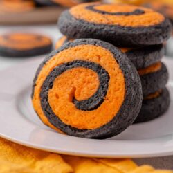 Butterfly cookies with orange and black swirl design, Halloween cookies for celebration, baked Bree.