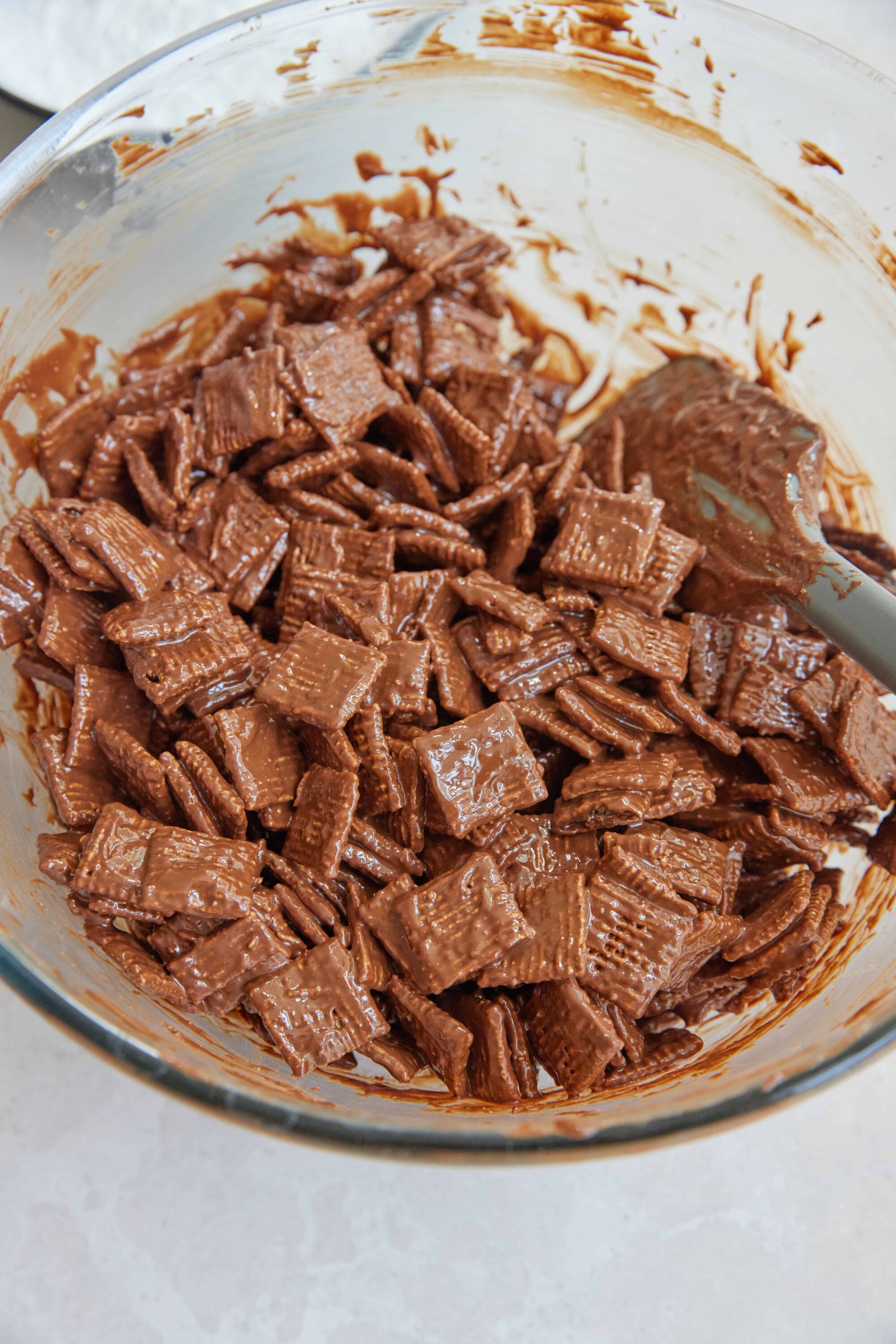 Butterfingers candy melted into a creamy mixture.