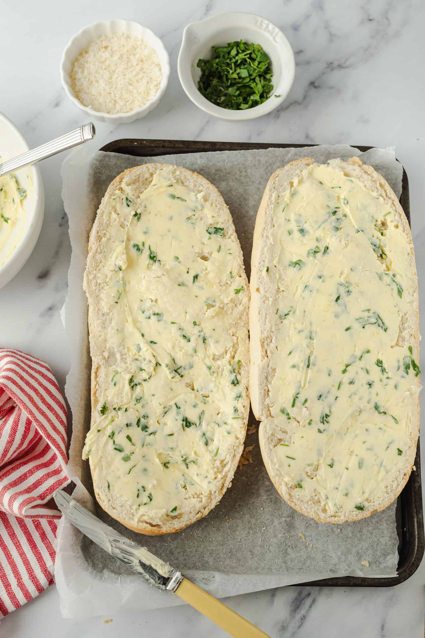 Garlic Bread being made