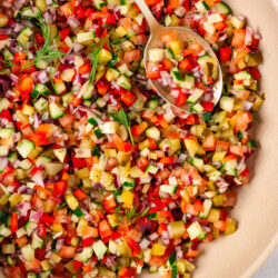 Pickle de Gallo in a bowl shot from above