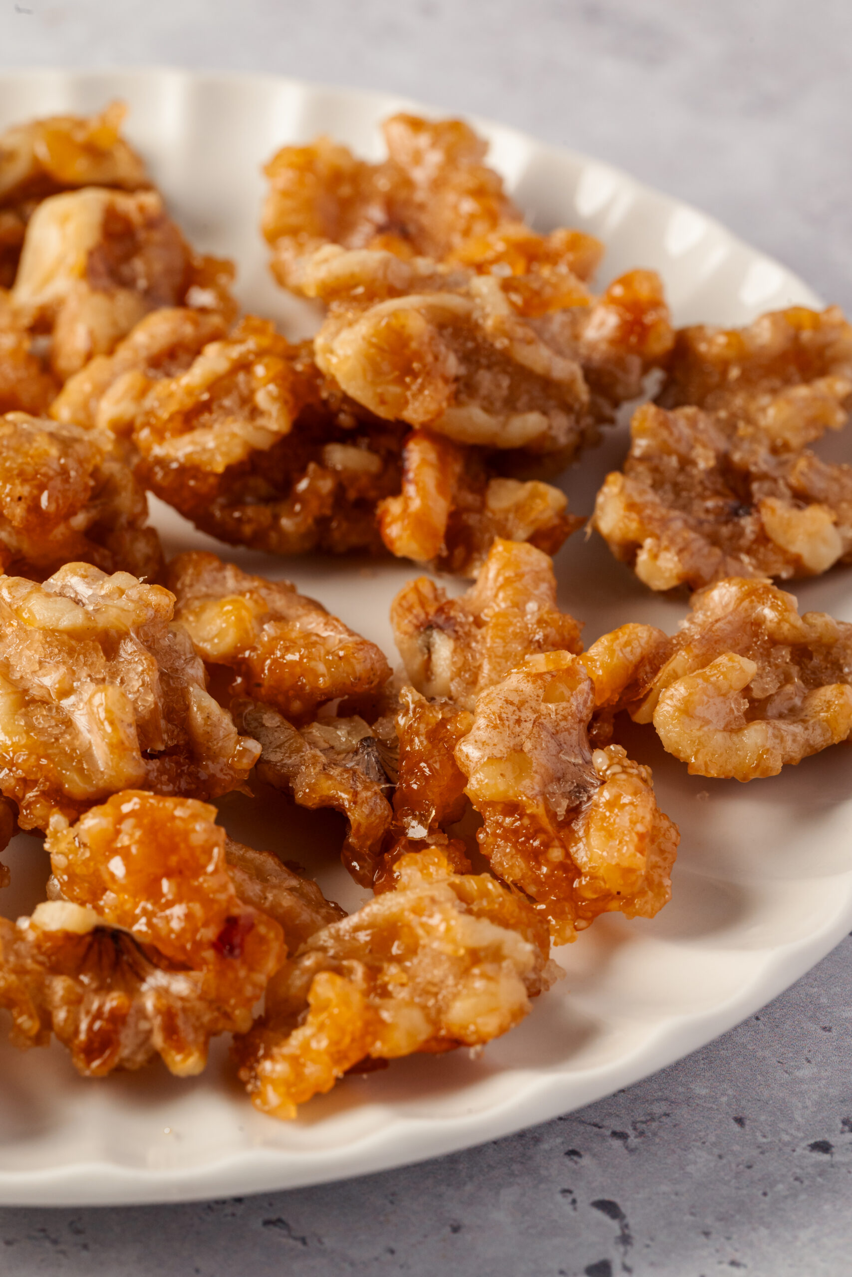 Candied Walnuts close-up diagonal shot
