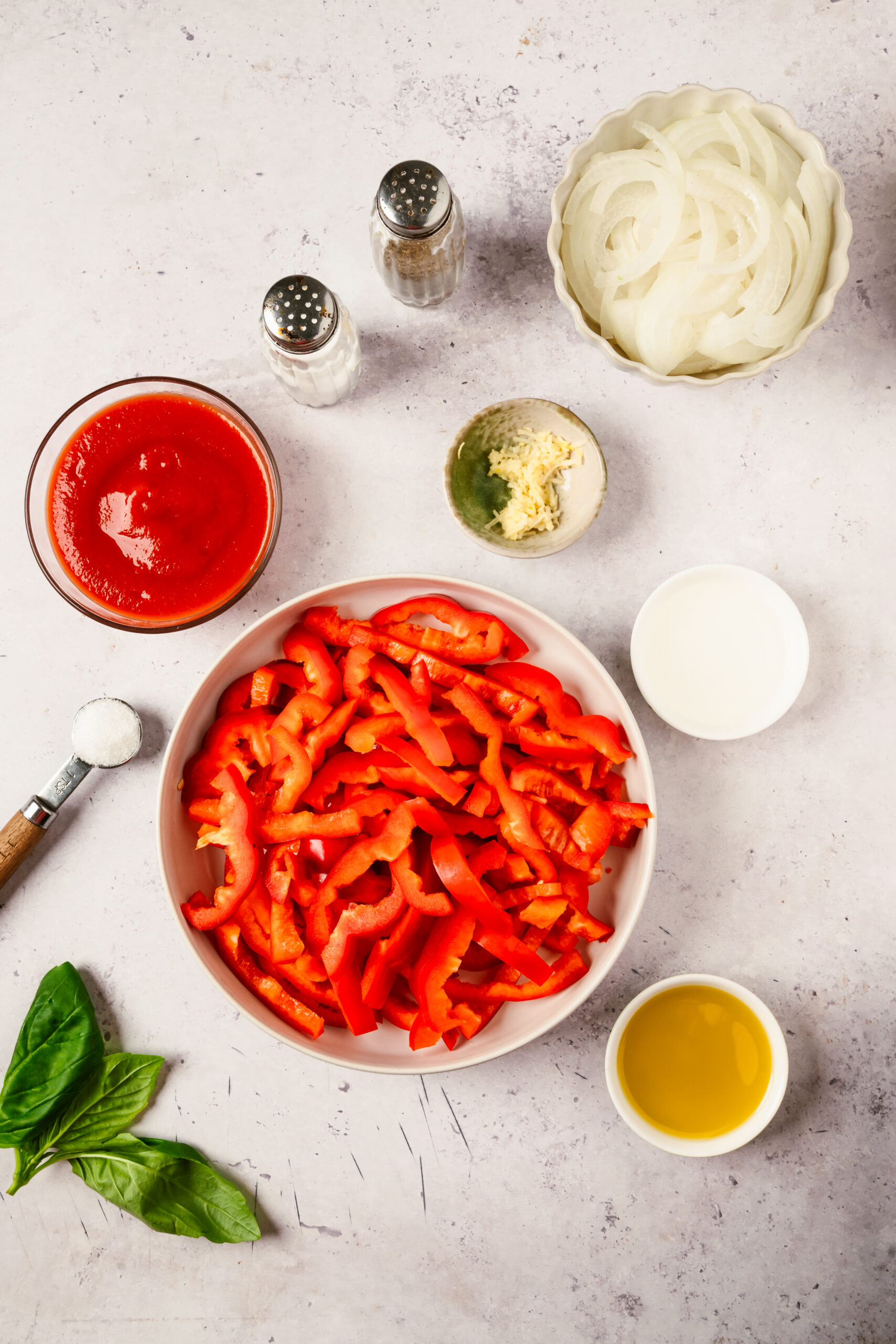 Peperonata ingredients shot from above