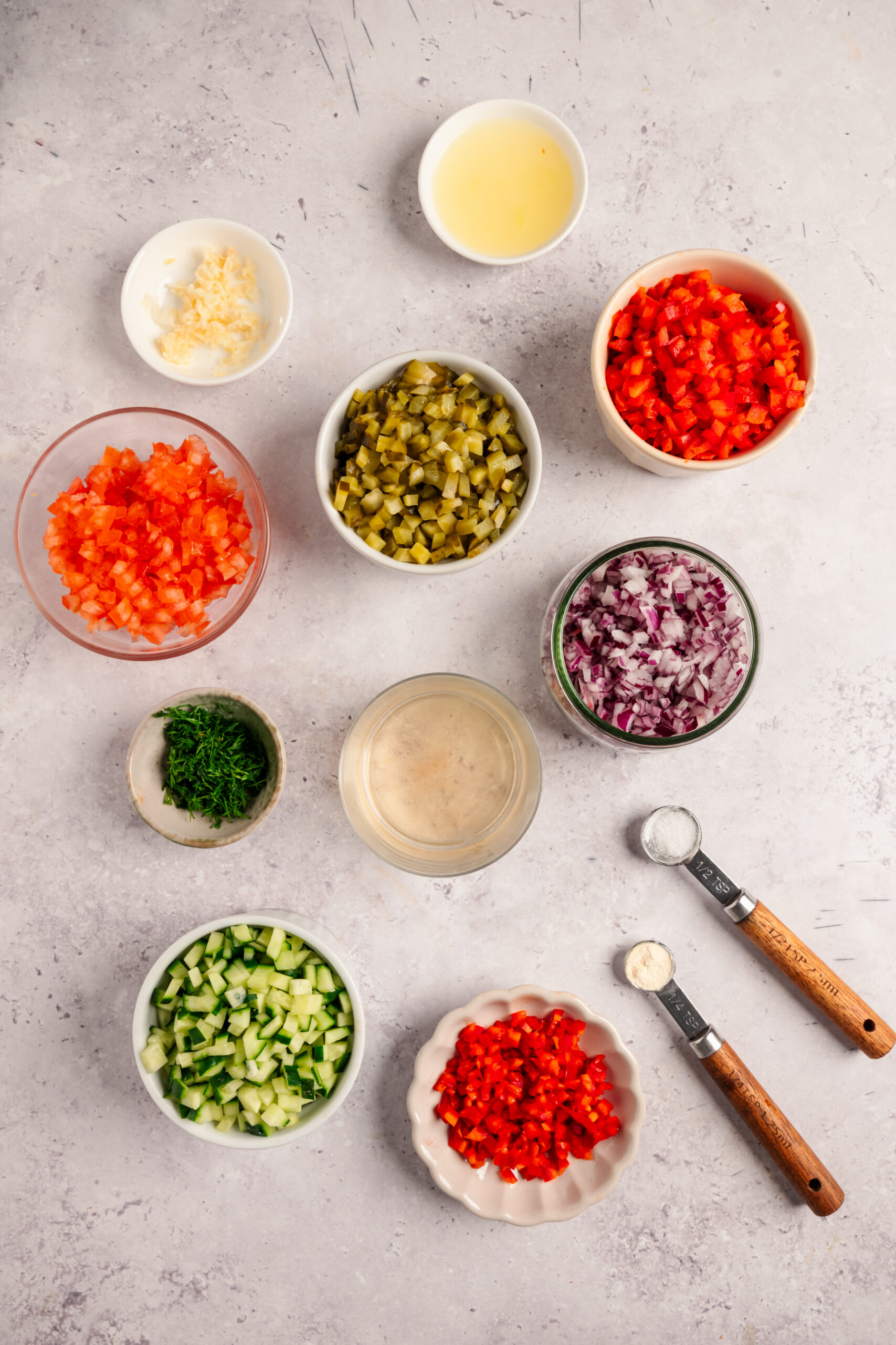 Pickle de Gallo ingredients shots from above