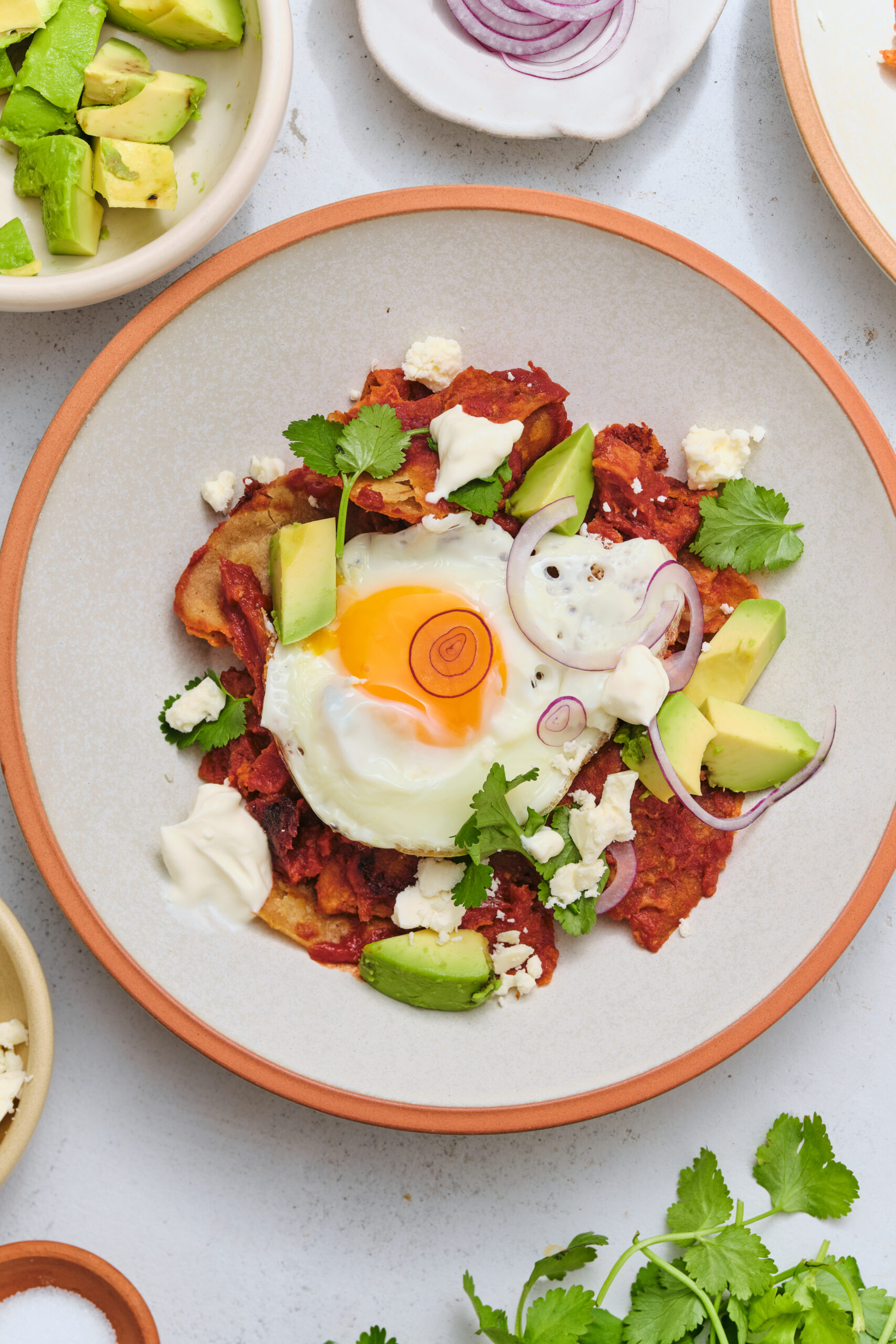 Chilaquiles recipe in a plate from above