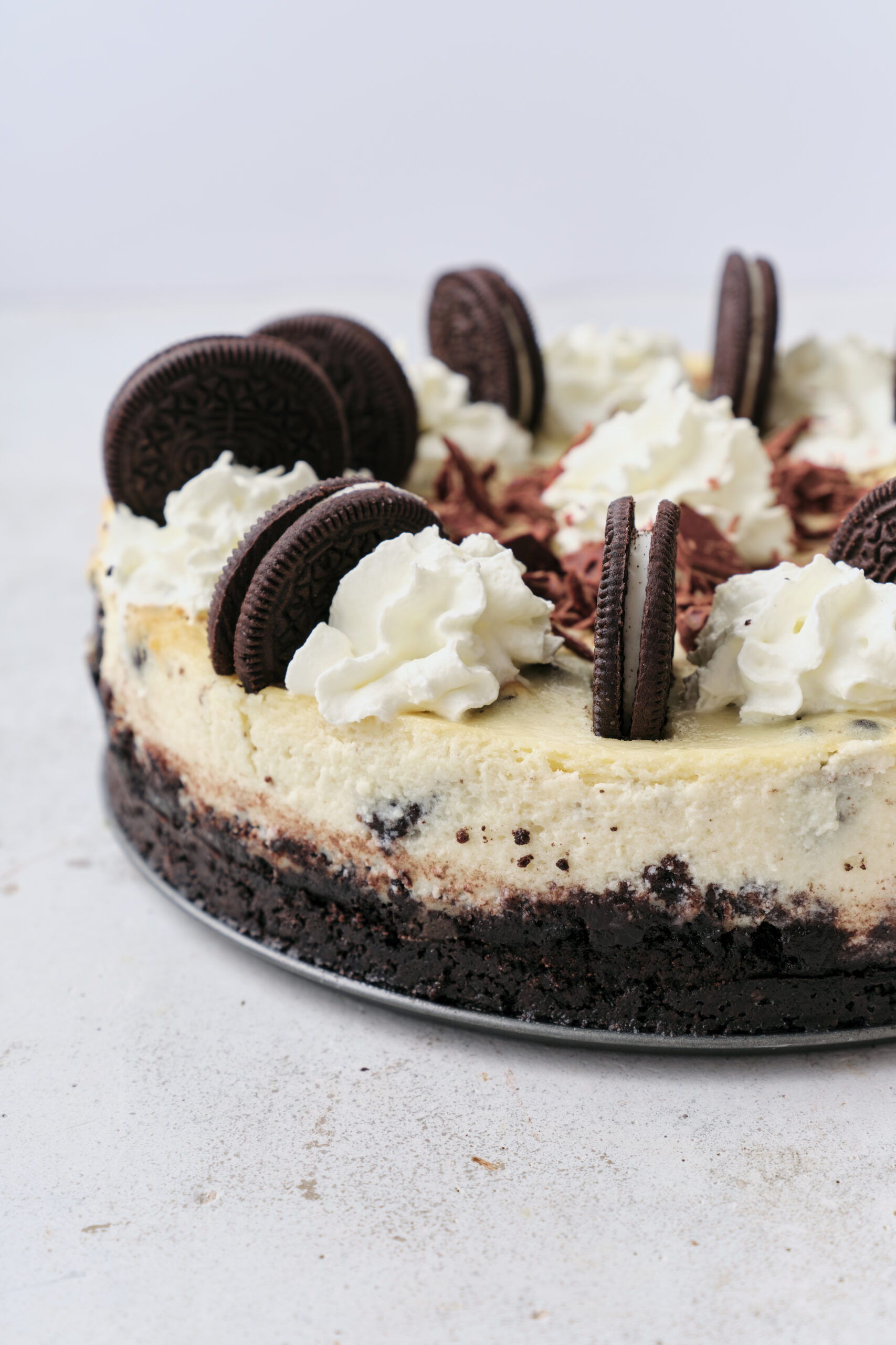 Oreo Cheesecake close-up shot from the side