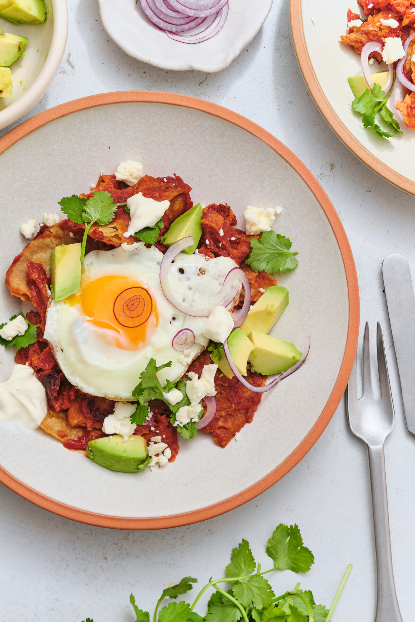Chilaquiles recipe in a plate from above