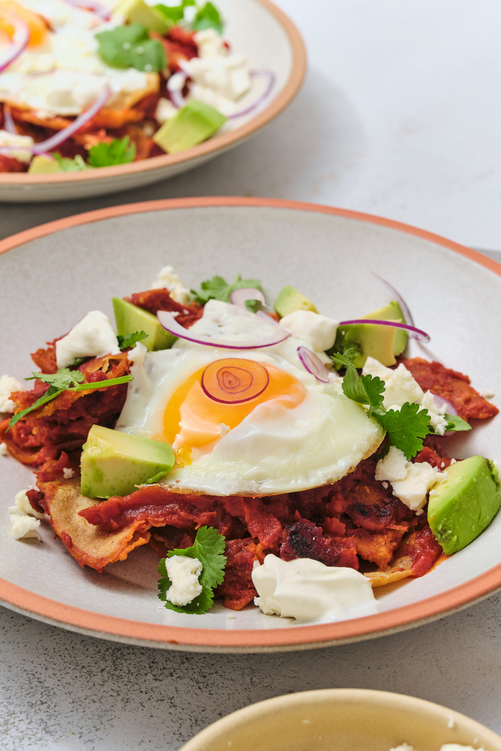 Chilaquiles recipe in a plate from side
