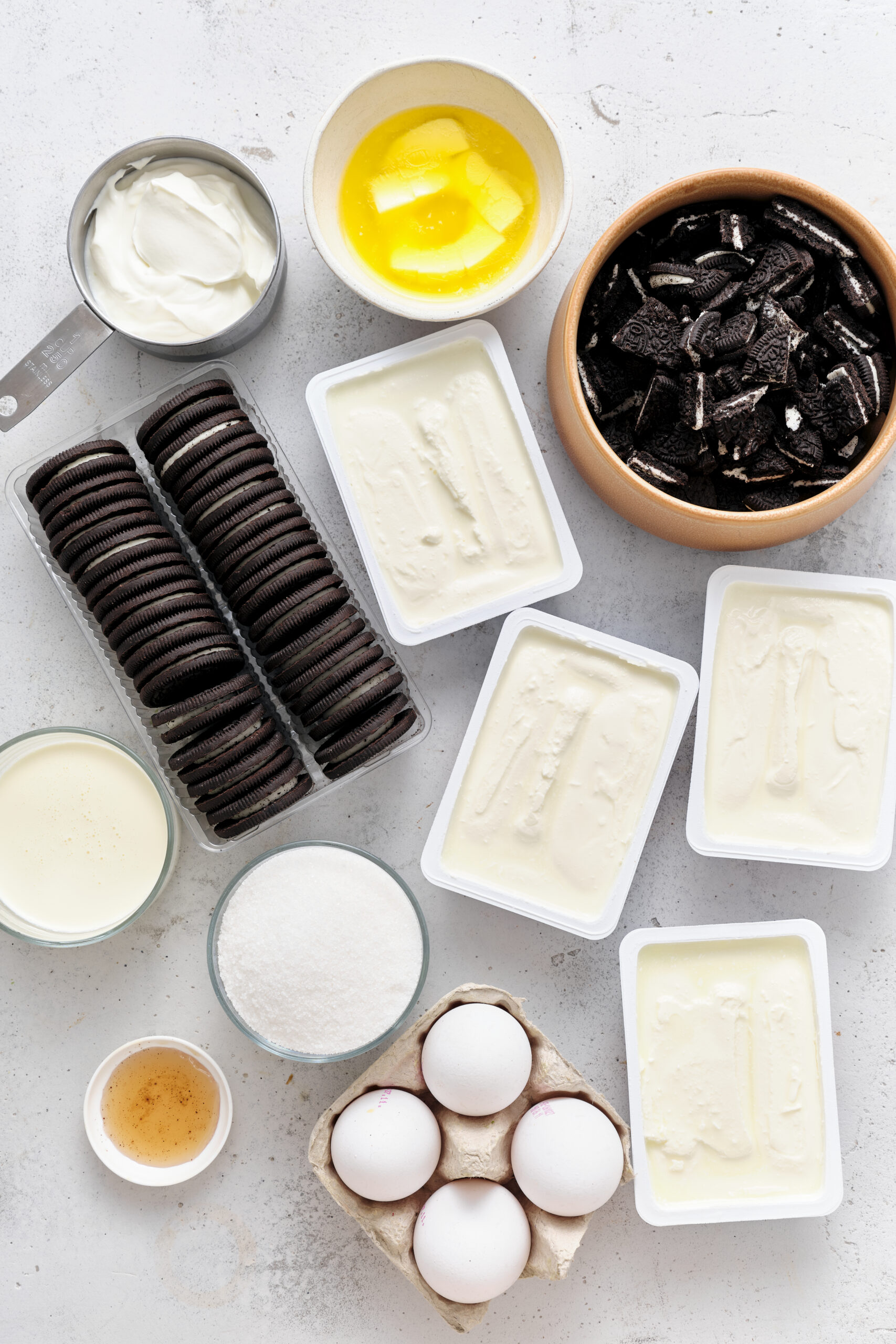 Oreo Cheesecake ingredients shot from above