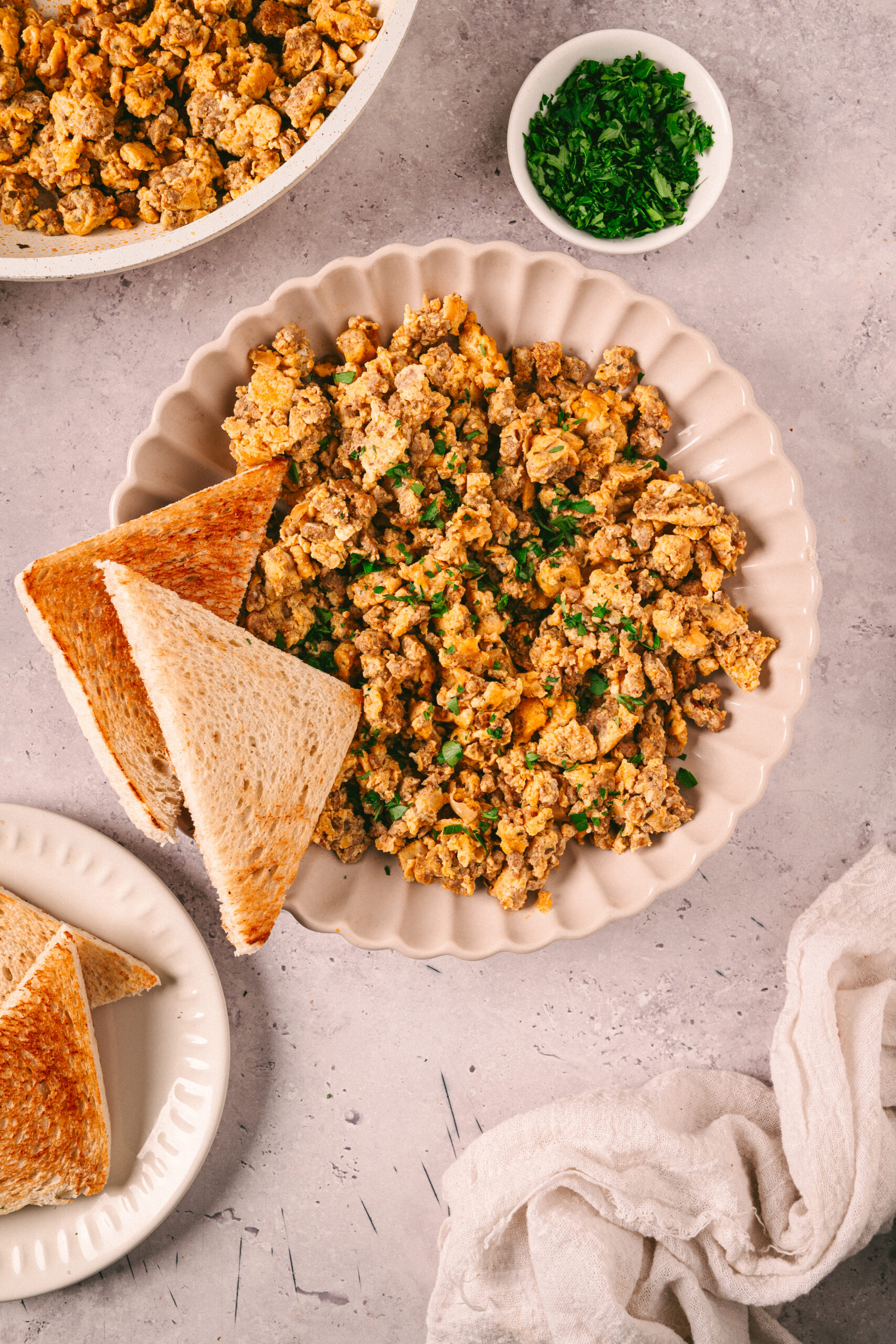 Chorizo and Eggs shot from above
