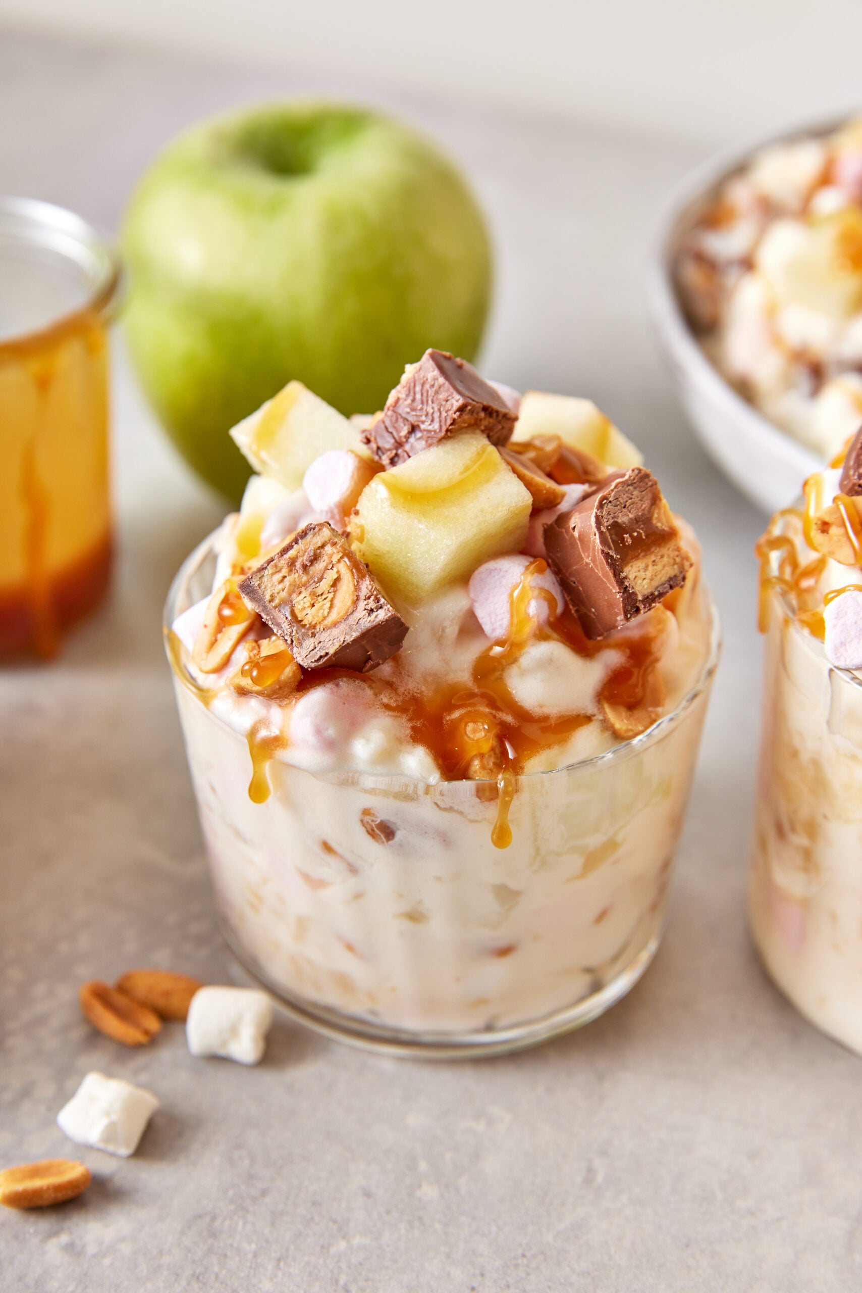Taffy Apple Salad Recipe in a cup close-up shot