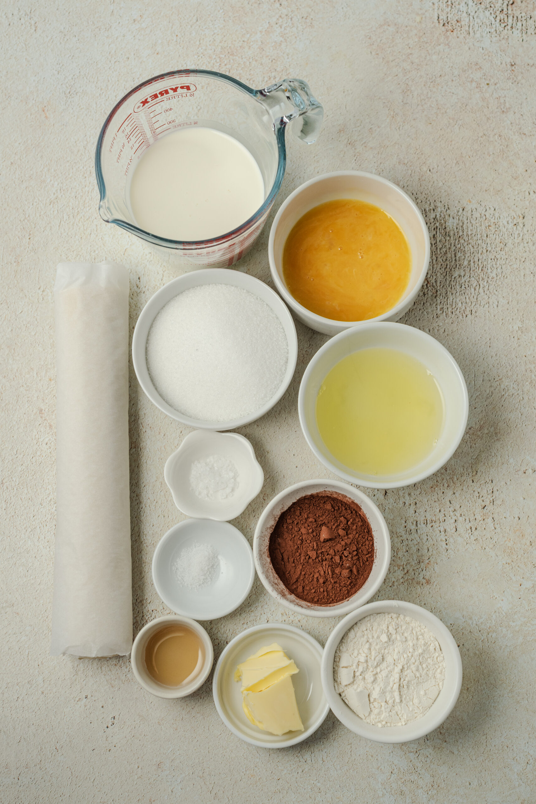 Chocolate Pie ingredients shot from above