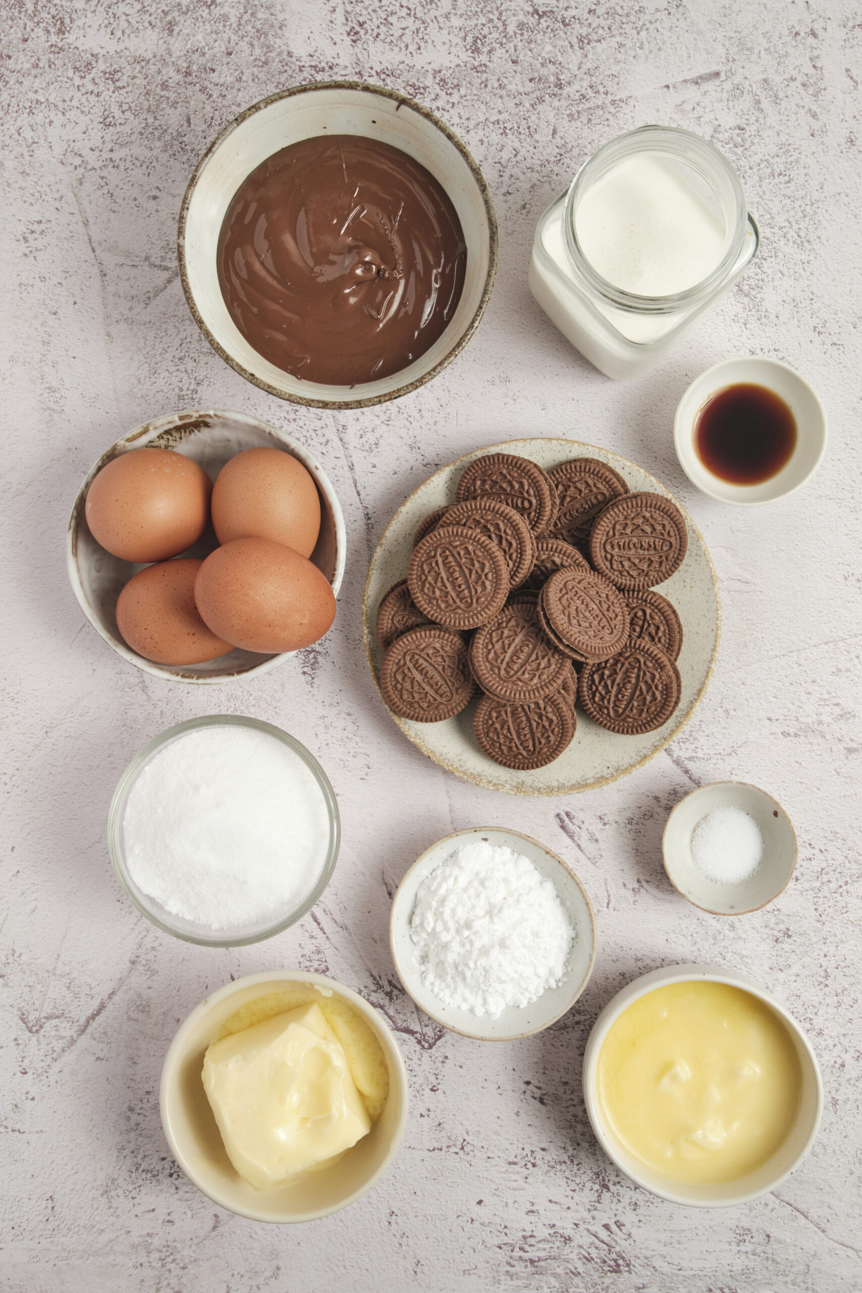 French Silk Pie ingredients shot from above