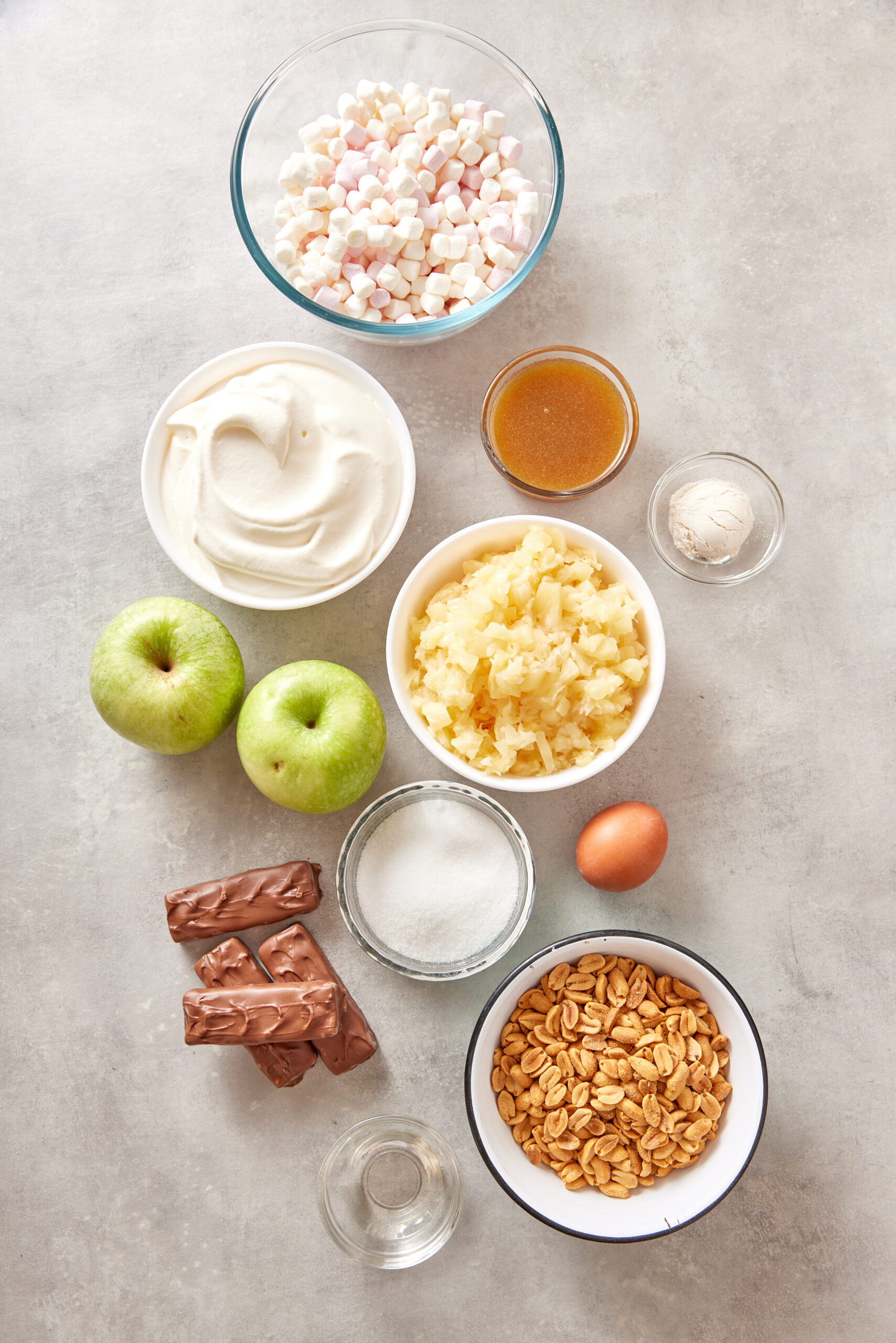 Taffy Apple Salad Recipe ingredients shot from above