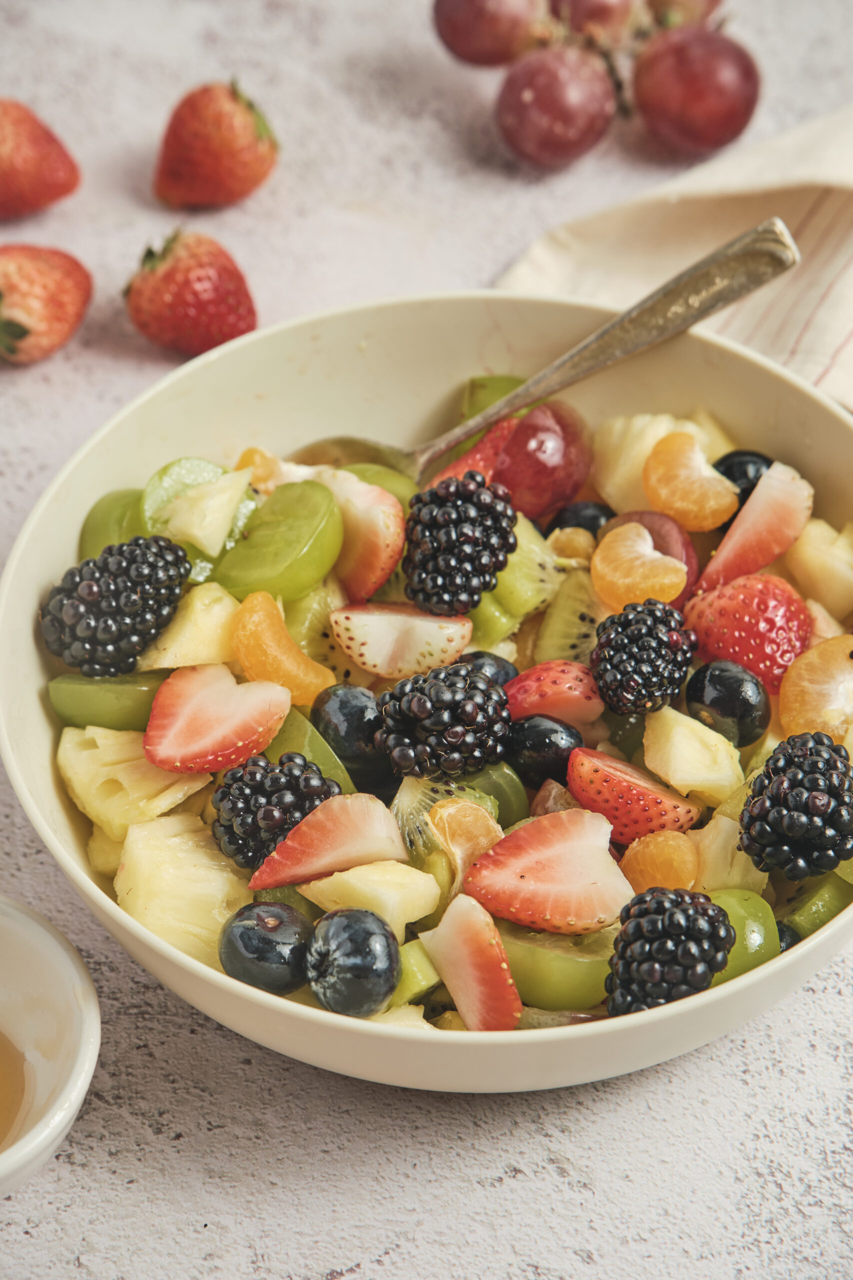 Fruit Salad in a plate diagonal shot