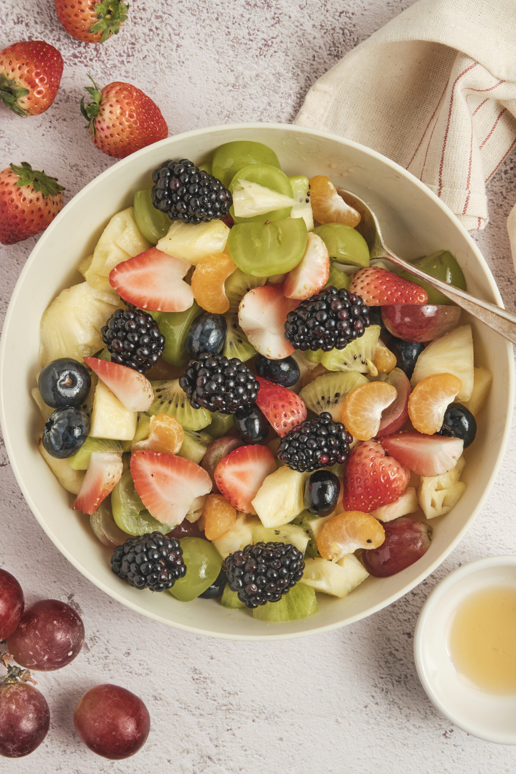 Fruit Salad recipe in a plate shot from above