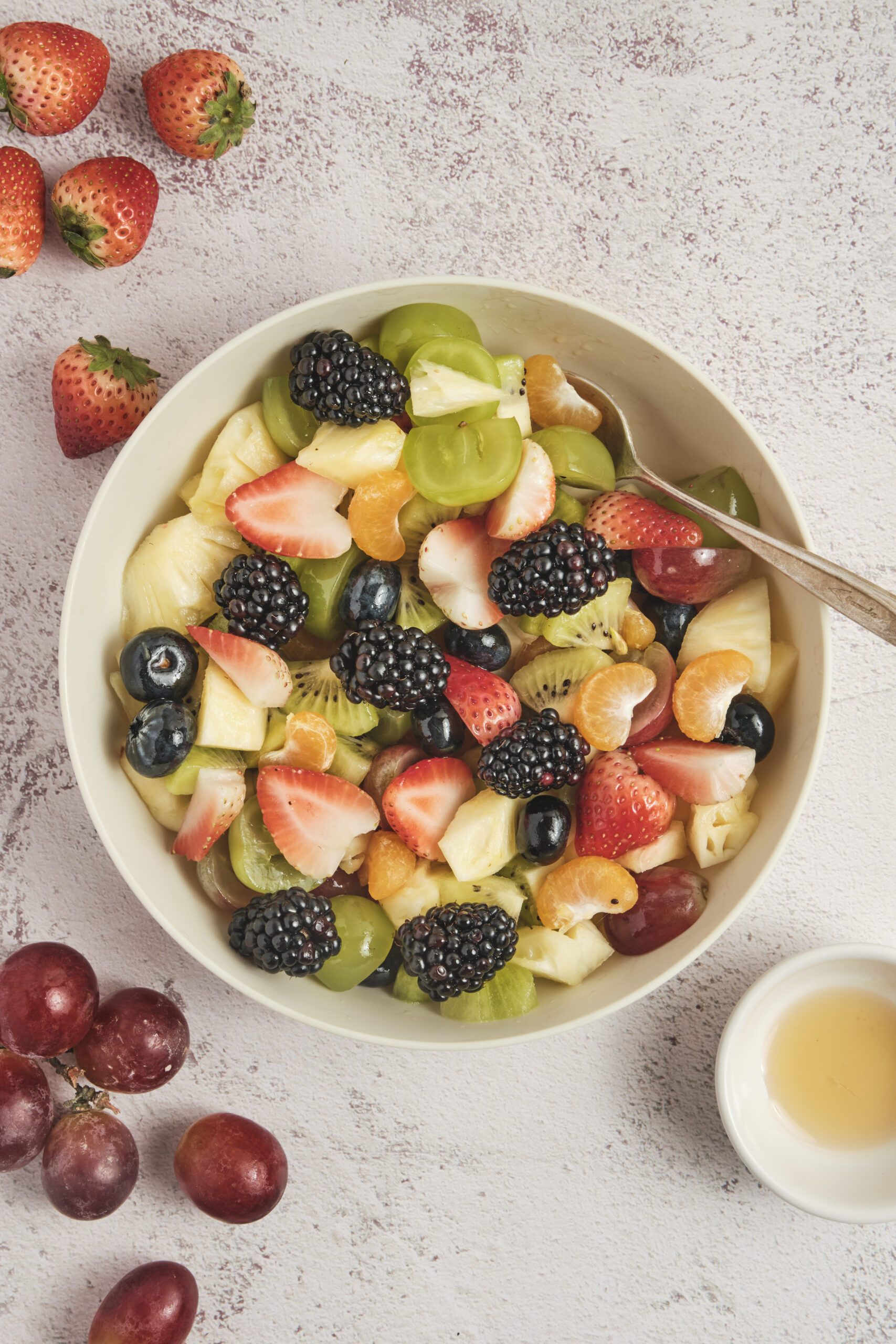 Fruit Salad recipe in a plate shot from above